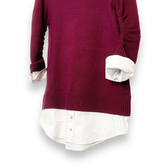 Cinq à Sept Santina Dress Burgundy Red Shirt Sleeves/Hem Sweater Dress Womens XS - Picture 7 of 14